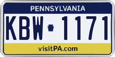 PA license plate KBW1171