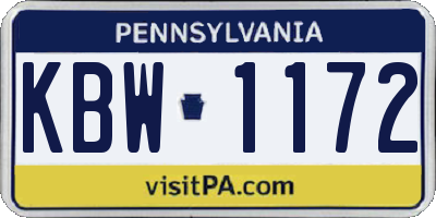 PA license plate KBW1172