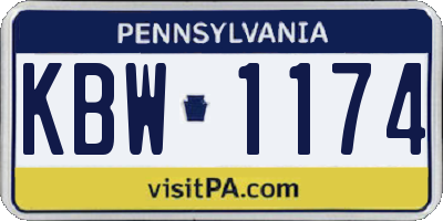PA license plate KBW1174