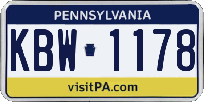 PA license plate KBW1178
