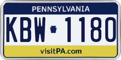 PA license plate KBW1180
