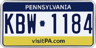 PA license plate KBW1184