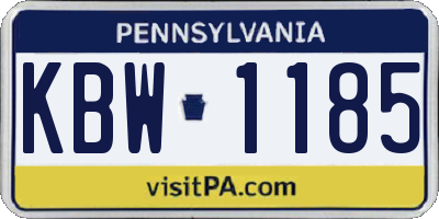 PA license plate KBW1185