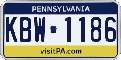 PA license plate KBW1186