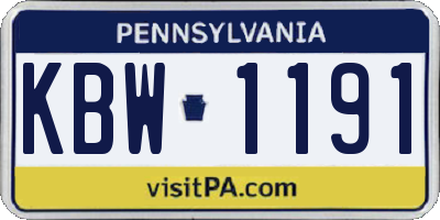 PA license plate KBW1191