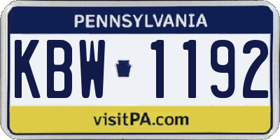 PA license plate KBW1192