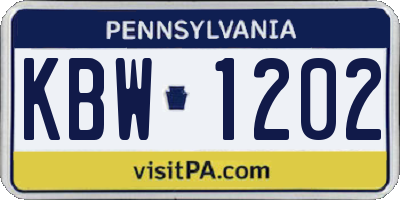 PA license plate KBW1202