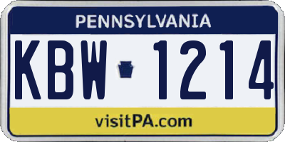 PA license plate KBW1214