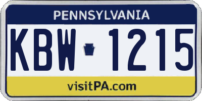 PA license plate KBW1215