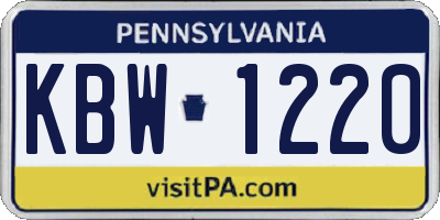 PA license plate KBW1220