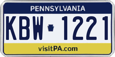 PA license plate KBW1221