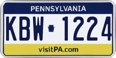 PA license plate KBW1224