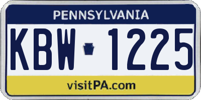 PA license plate KBW1225