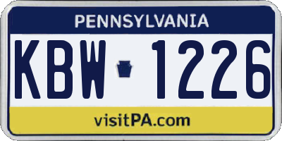 PA license plate KBW1226