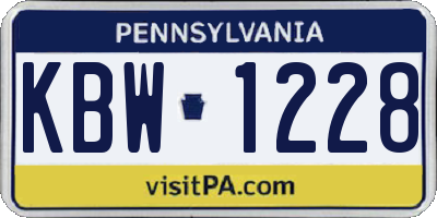 PA license plate KBW1228
