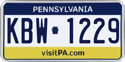 PA license plate KBW1229