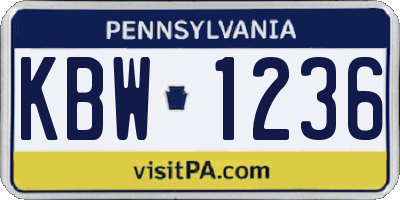 PA license plate KBW1236