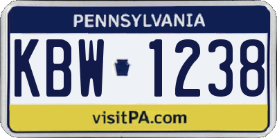 PA license plate KBW1238