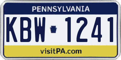 PA license plate KBW1241