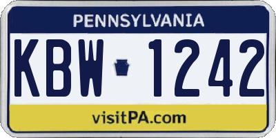 PA license plate KBW1242