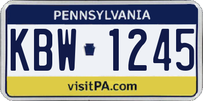 PA license plate KBW1245