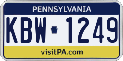 PA license plate KBW1249