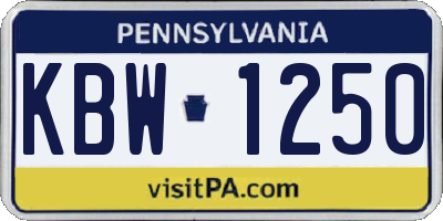 PA license plate KBW1250