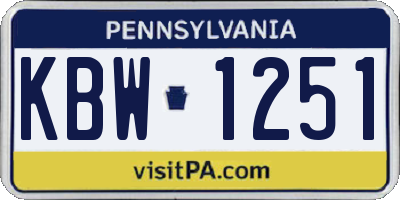 PA license plate KBW1251