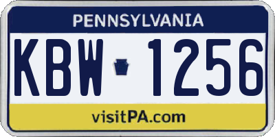 PA license plate KBW1256