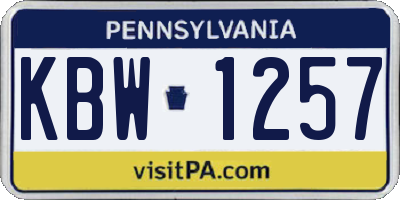 PA license plate KBW1257