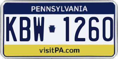 PA license plate KBW1260