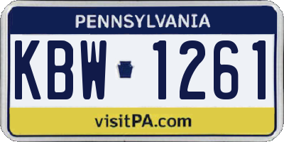 PA license plate KBW1261