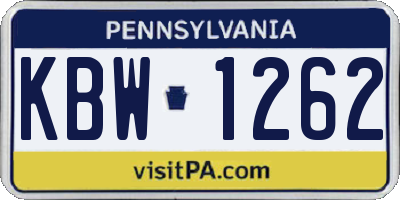 PA license plate KBW1262