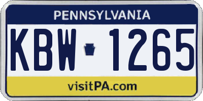 PA license plate KBW1265