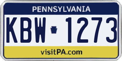 PA license plate KBW1273