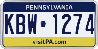 PA license plate KBW1274