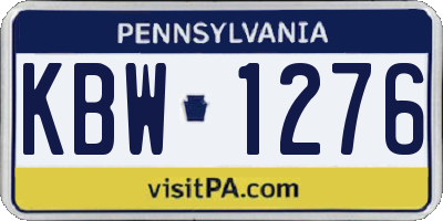 PA license plate KBW1276