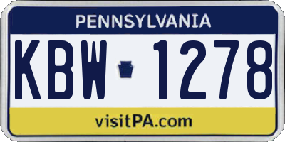 PA license plate KBW1278