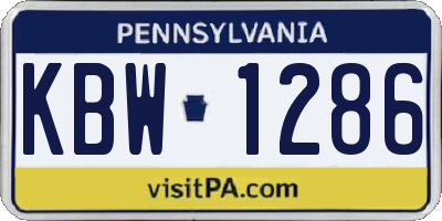 PA license plate KBW1286