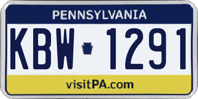 PA license plate KBW1291