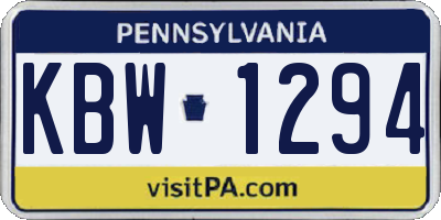 PA license plate KBW1294