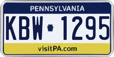 PA license plate KBW1295
