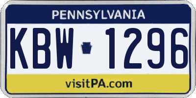 PA license plate KBW1296
