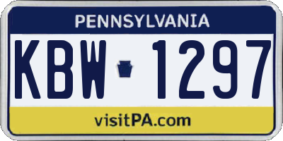 PA license plate KBW1297