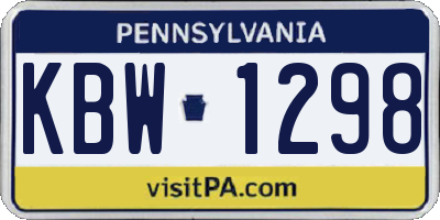 PA license plate KBW1298
