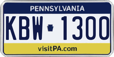 PA license plate KBW1300