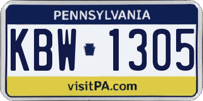 PA license plate KBW1305