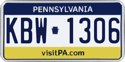 PA license plate KBW1306