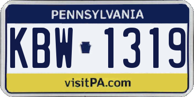 PA license plate KBW1319