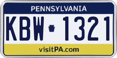 PA license plate KBW1321